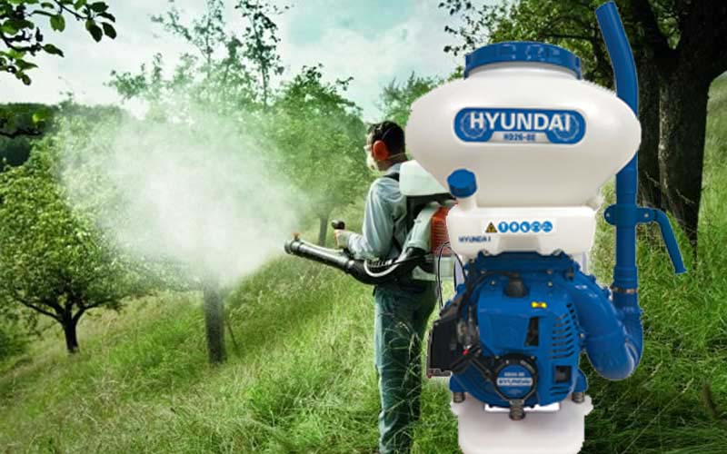 dùng máy phun hạt để bón phân, phun vôi bột